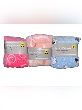 Bobbie Brooks Plush Ladies Sleep Pants Trio - Pink, Peach, Blue 🙂🎀🐱 Size Small